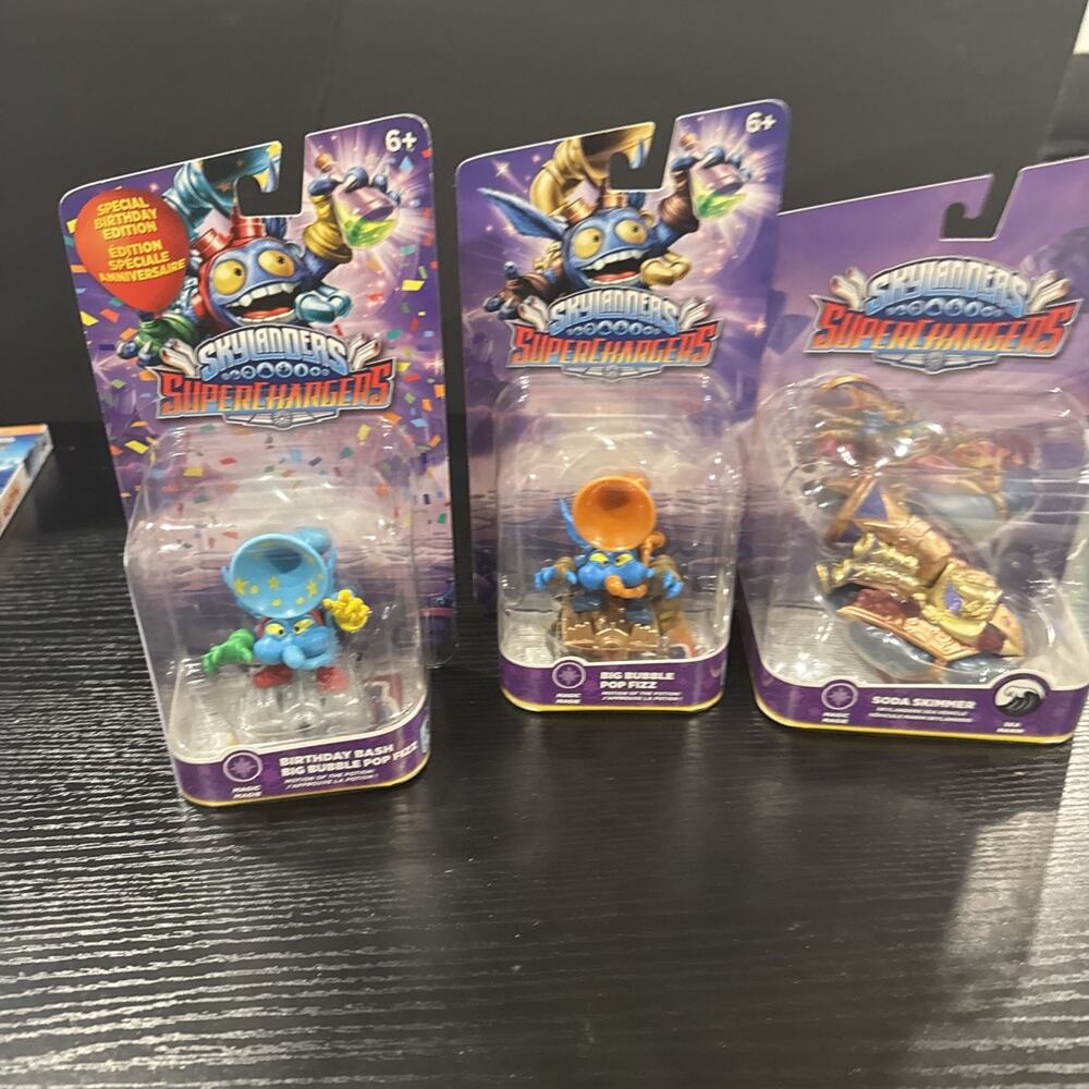 Skylanders BIRTHDAY BASH BIG BUBBLE POP, Big Bubble Pop Fizz & SODA SKIMMER Lot3